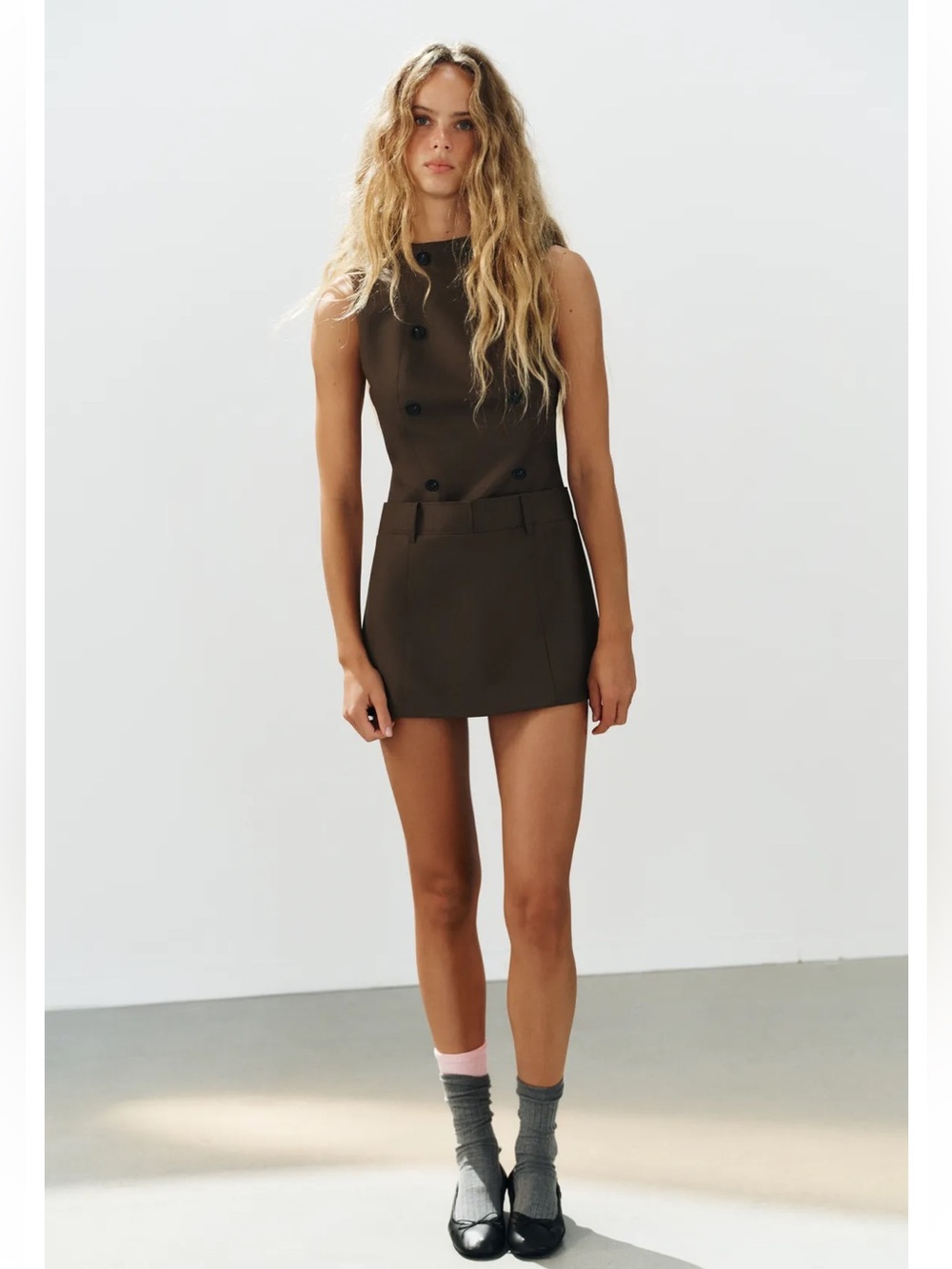 ZARA HIGH-NECK BUTTON DRESS